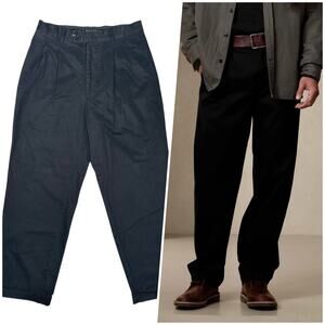 Banana Republic | Men | Smithfield Black Pleated Cuffed Wide Chino Pants | 33 R